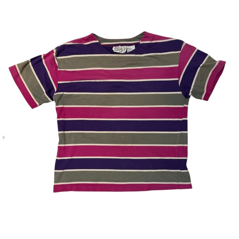 Jaclyn Smith Womens Striped shirt Purple, Green, Pink Size Medium